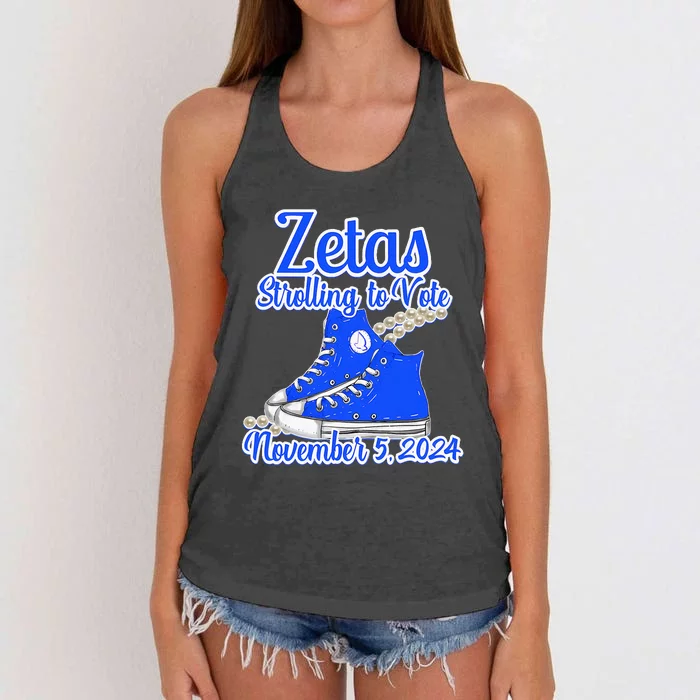 Zetas Strolling To Vote November 5 2024 Women's Knotted Racerback Tank