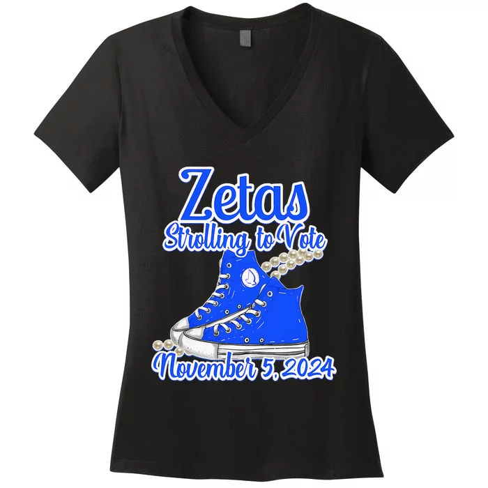 Zetas Strolling To Vote November 5 2024 Women's V-Neck T-Shirt