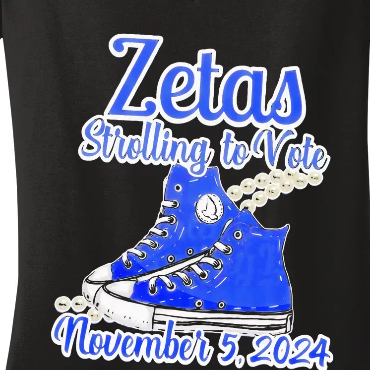 Zetas Strolling To Vote November Zeta Phi Beta Breast Voting Women's V-Neck T-Shirt