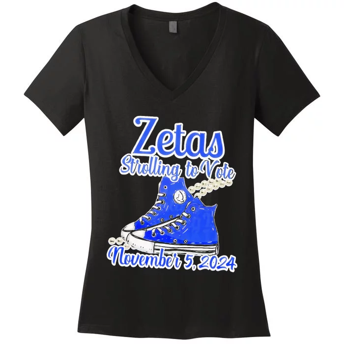 Zetas Strolling To Vote November Zeta Phi Beta Breast Voting Women's V-Neck T-Shirt