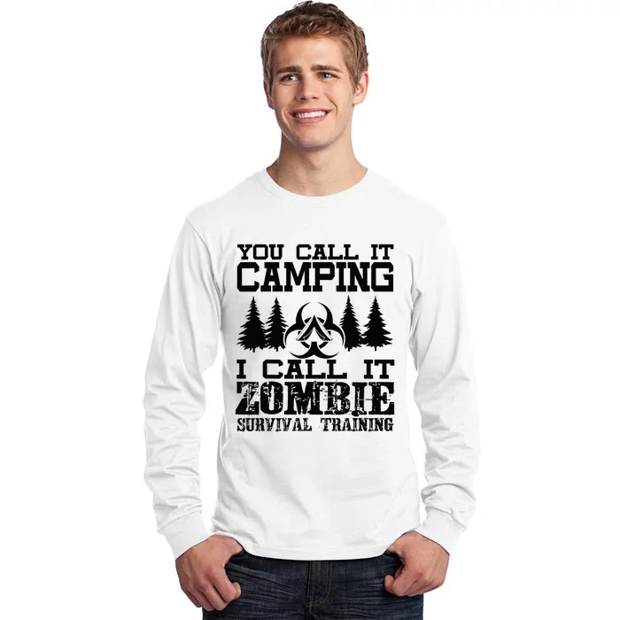 Zombie Survival Training Camping Funny Halloween Tall Long Sleeve T-Shirt