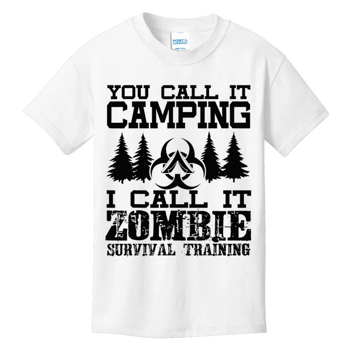 Zombie Survival Training Camping Funny Halloween Kids T-Shirt