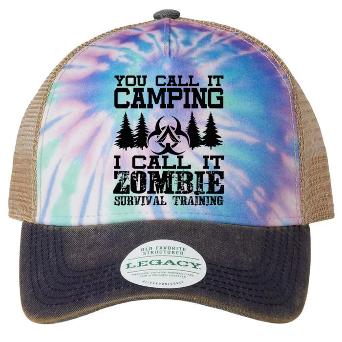 Zombie Survival Training Camping Funny Halloween Legacy Tie Dye Trucker Hat