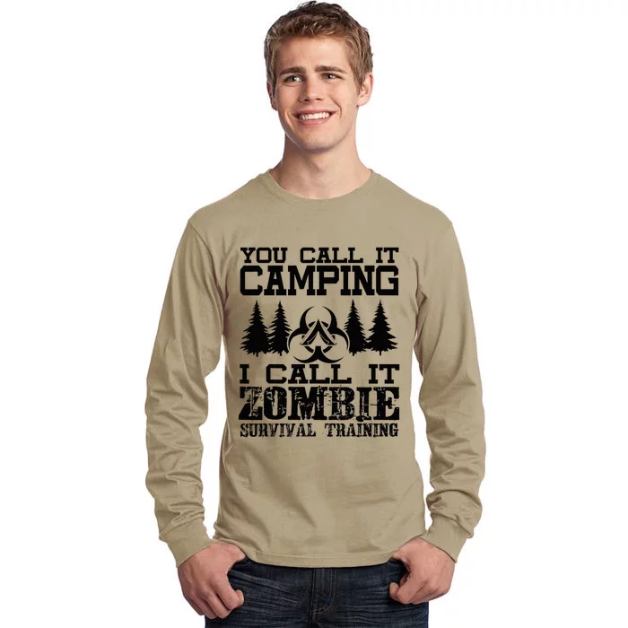 Zombie Survival Training Camping Funny Halloween Tall Long Sleeve T-Shirt