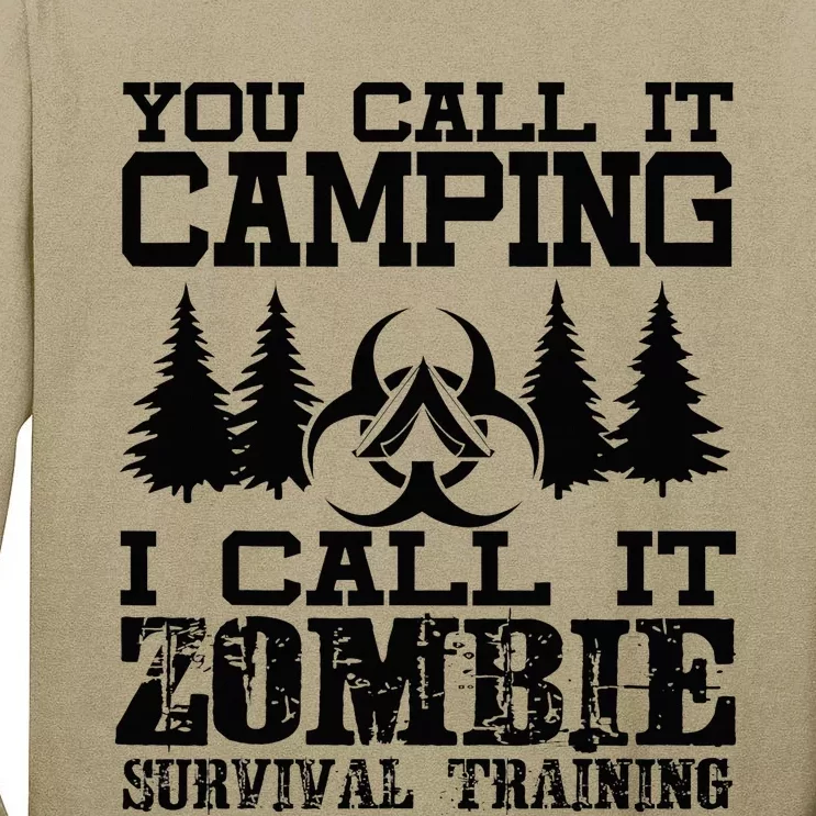 Zombie Survival Training Camping Funny Halloween Tall Long Sleeve T-Shirt