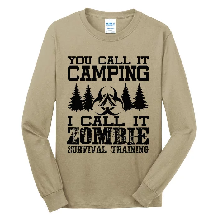 Zombie Survival Training Camping Funny Halloween Tall Long Sleeve T-Shirt