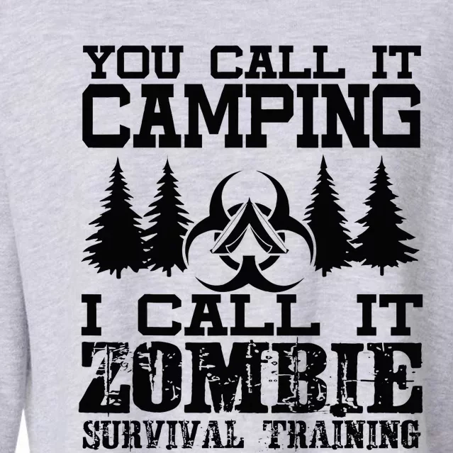 Zombie Survival Training Camping Funny Halloween Cropped Pullover Crew