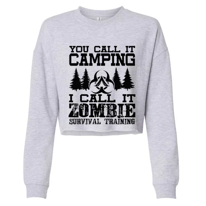 Zombie Survival Training Camping Funny Halloween Cropped Pullover Crew