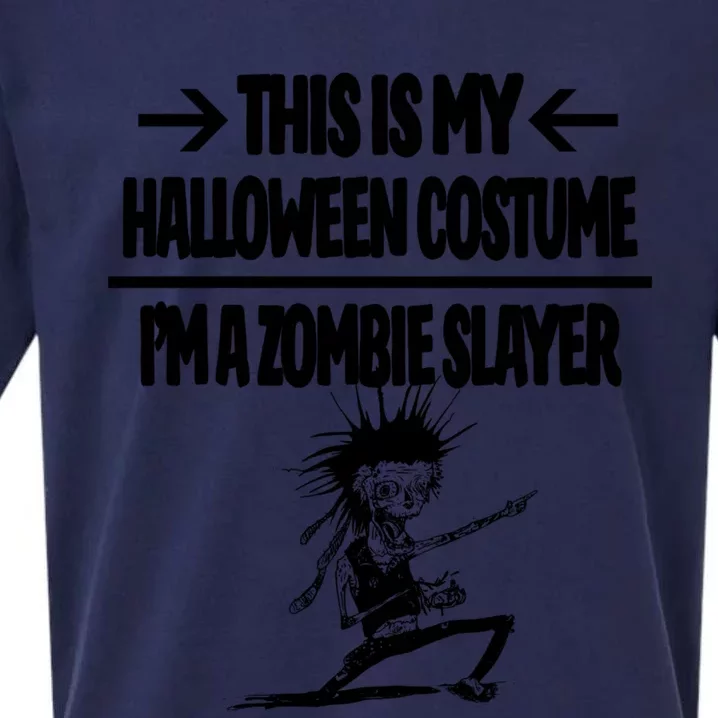 Zombie Slayer This Is My Halloween Costume Easy Idea Sueded Cloud Jersey T-Shirt