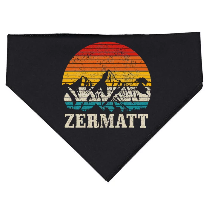 Zermatt Switzerland Vintage Mountains Alps Swiss Souvenir USA-Made Doggie Bandana