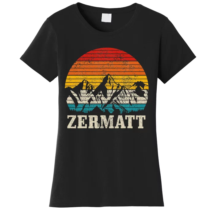 Zermatt Switzerland Vintage Mountains Alps Swiss Souvenir Women's T-Shirt