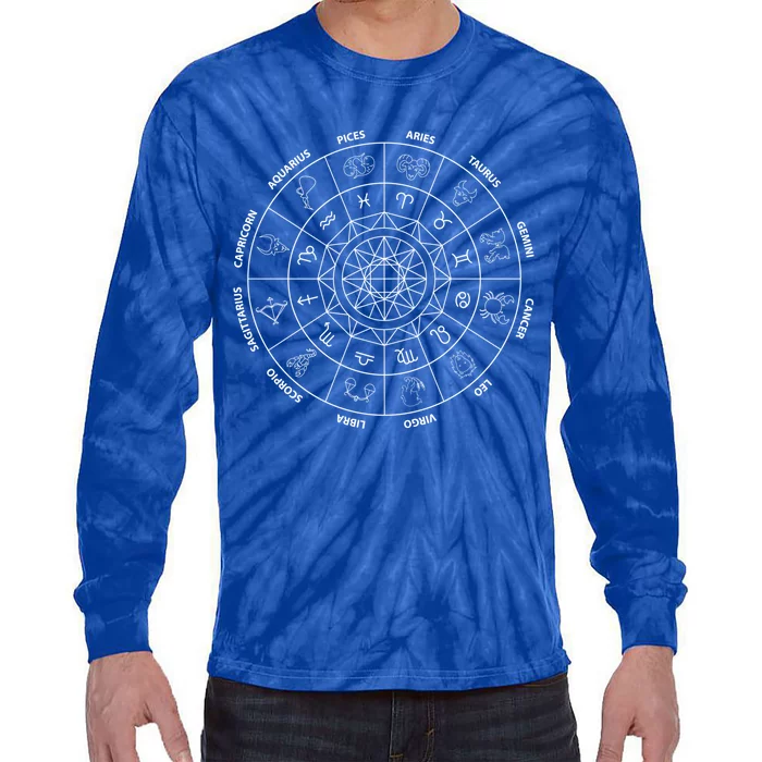 Zodiac Sign Wheel Astrology Circle Astrologist Funny Gift Tie-Dye Long Sleeve Shirt