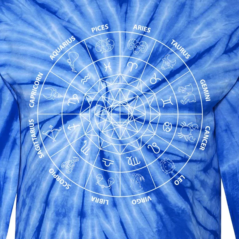 Zodiac Sign Wheel Astrology Circle Astrologist Funny Gift Tie-Dye Long Sleeve Shirt