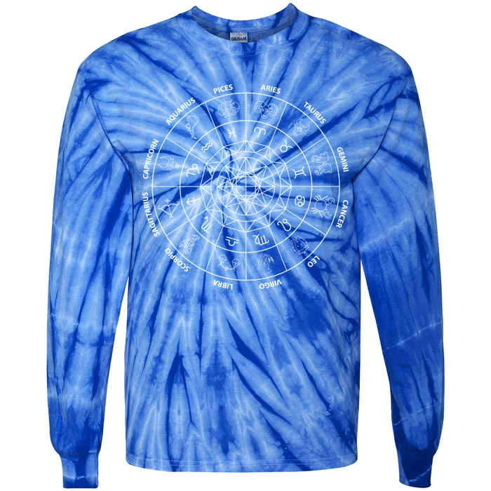 Zodiac Sign Wheel Astrology Circle Astrologist Funny Gift Tie-Dye Long Sleeve Shirt