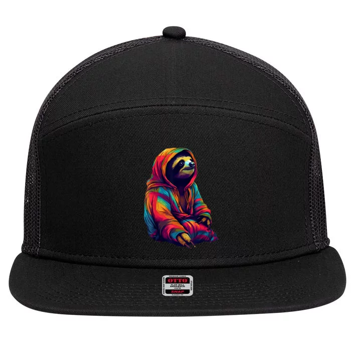 Zen Sloth 7 Panel Mesh Trucker Snapback Hat