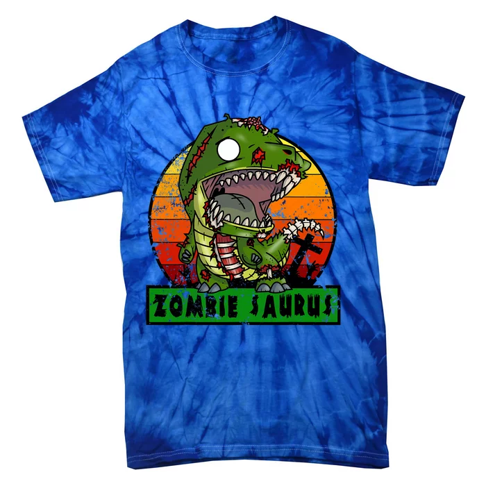 Zombie Saurus Zombiesaurus Dinosaur Halloween Costume Tie-Dye T-Shirt