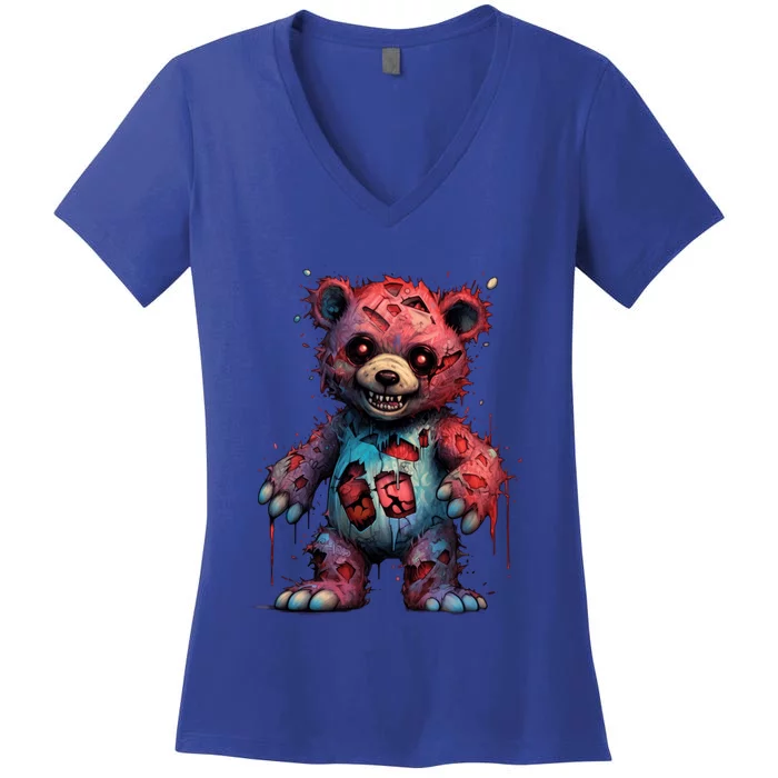 Zombie Teddy Bear Women's V-Neck T-Shirt