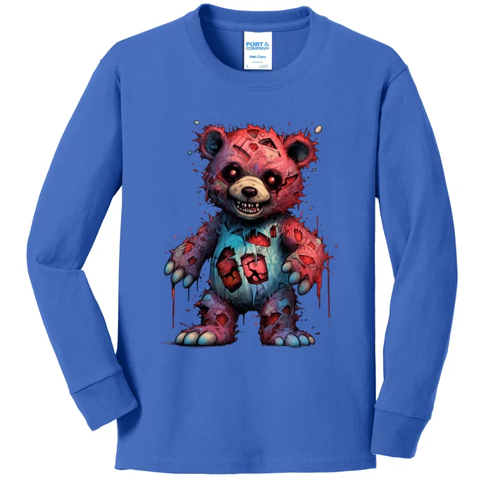 Zombie Teddy Bear Kids Long Sleeve Shirt