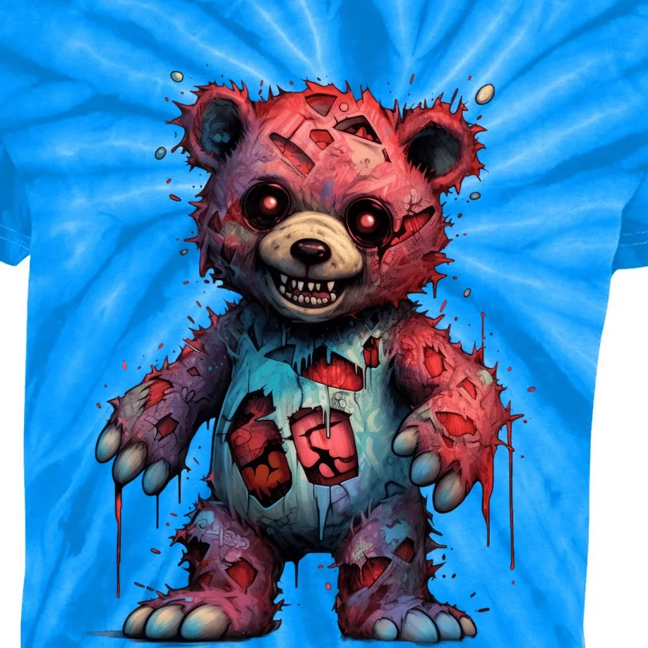 Zombie Teddy Bear Kids Tie-Dye T-Shirt