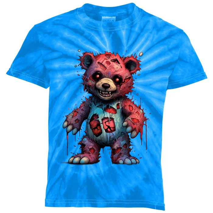 Zombie Teddy Bear Kids Tie-Dye T-Shirt