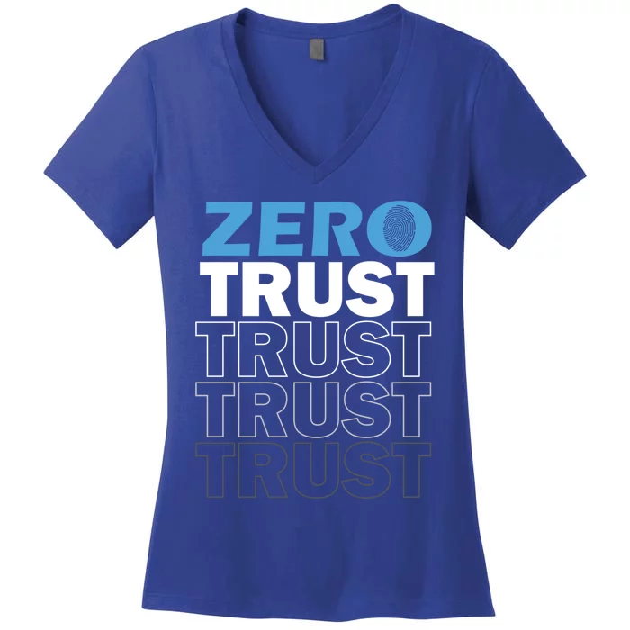 Zero Trust Hacking Cyber Security Programmer Developer Gift Women's V-Neck T-Shirt