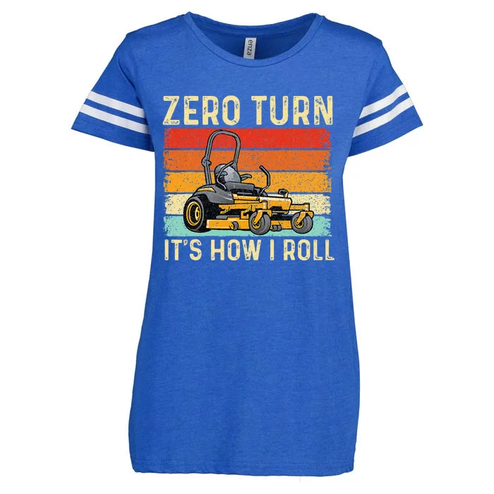 Zero Turn ItS How I Roll Landscaper Gardener Lawn Mowing Enza Ladies Jersey Football T-Shirt