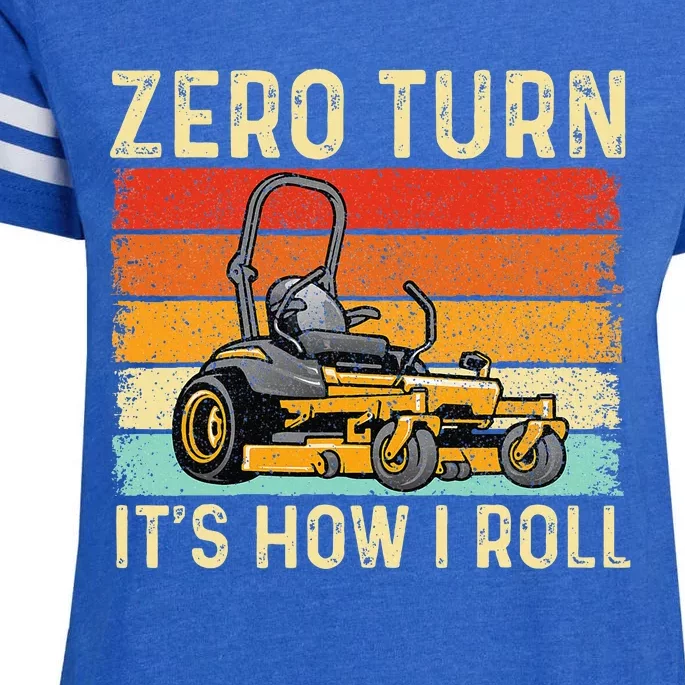 Zero Turn ItS How I Roll Landscaper Gardener Lawn Mowing Enza Ladies Jersey Football T-Shirt