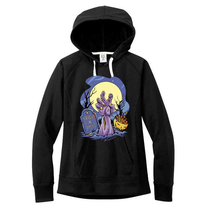 Zombie Trick Or Treat Spooky Halloween Women's Fleece Hoodie