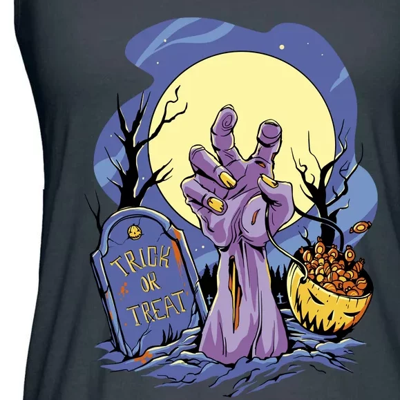 Zombie Trick Or Treat Spooky Halloween Ladies Essential Flowy Tank