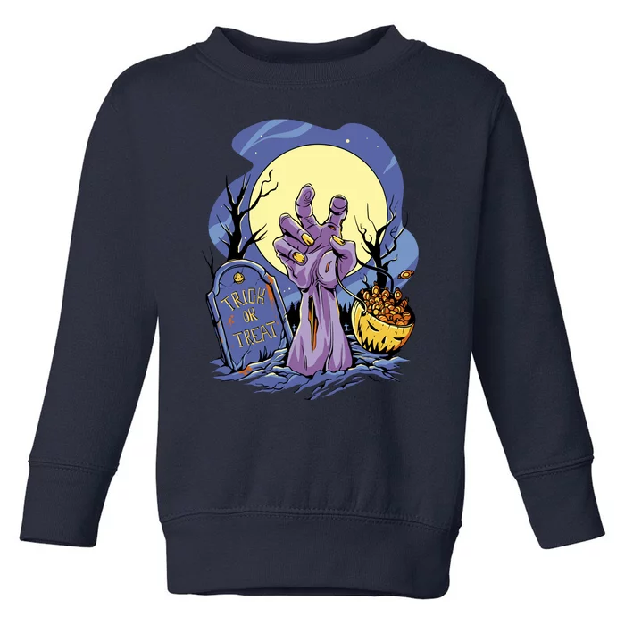 Zombie Trick Or Treat Spooky Halloween Toddler Sweatshirt