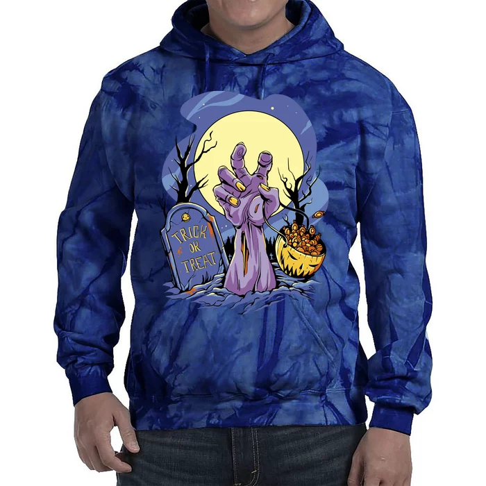 Zombie Trick Or Treat Spooky Halloween Tie Dye Hoodie