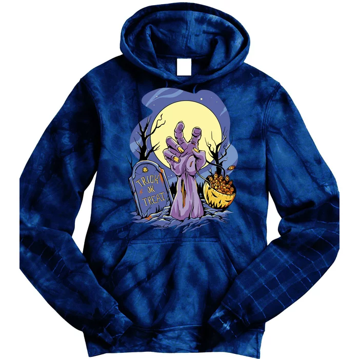 Zombie Trick Or Treat Spooky Halloween Tie Dye Hoodie