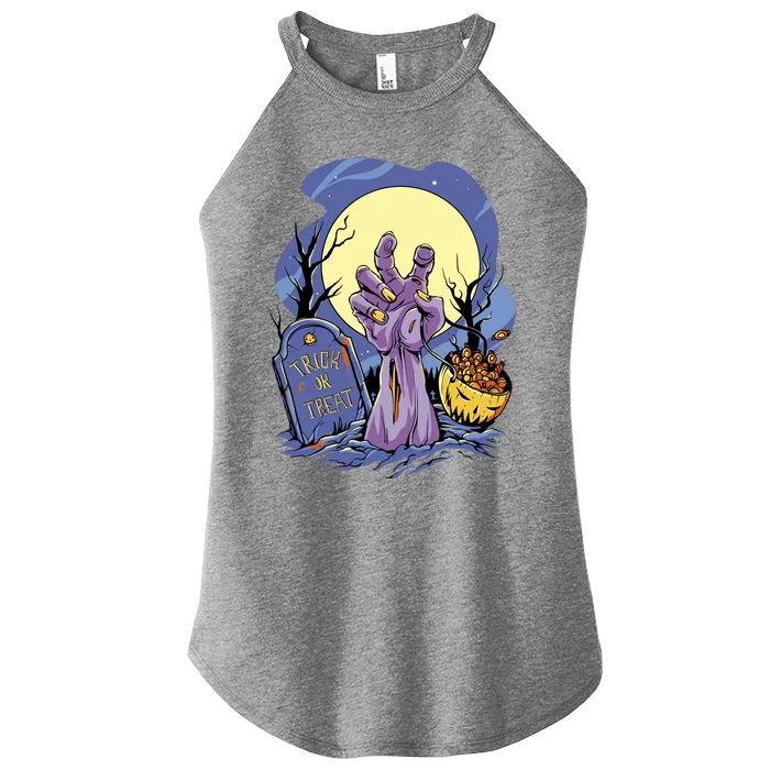 Zombie Trick Or Treat Spooky Halloween Women’s Perfect Tri Rocker Tank