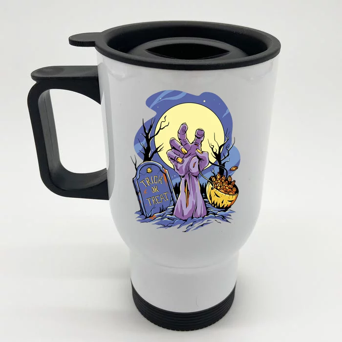 Zombie Trick Or Treat Spooky Halloween Front & Back Stainless Steel Travel Mug