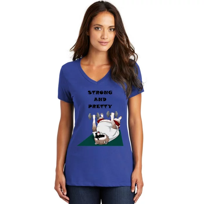 Ziggy The Racoon Gift Strong And Pretty Gift Women's V-Neck T-Shirt