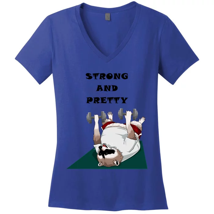 Ziggy The Racoon Gift Strong And Pretty Gift Women's V-Neck T-Shirt