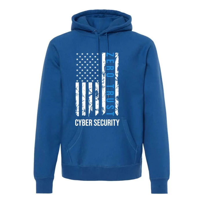 Zero Trust Us Flag Cyber Security Hacking Hacker Developer Funny Gift Premium Hoodie