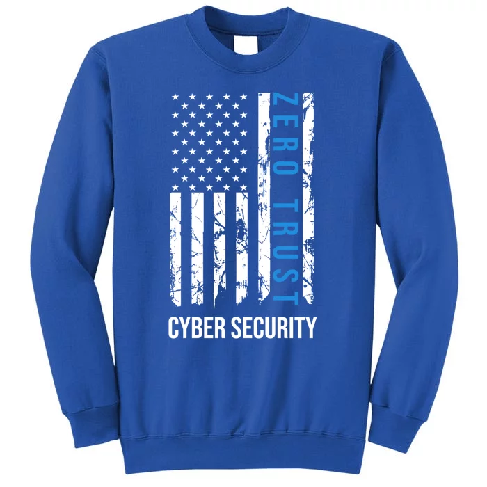 Zero Trust Us Flag Cyber Security Hacking Hacker Developer Funny Gift Tall Sweatshirt