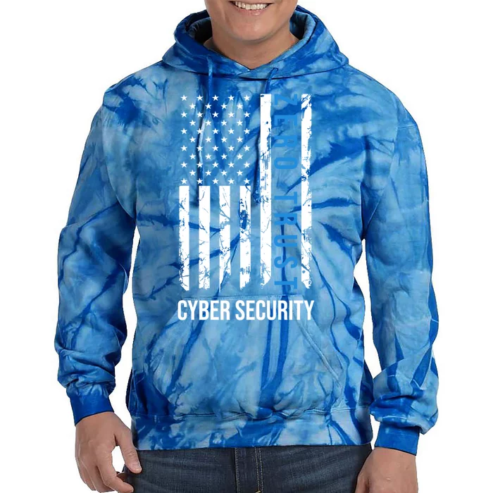 Zero Trust Us Flag Cyber Security Hacking Hacker Developer Funny Gift Tie Dye Hoodie