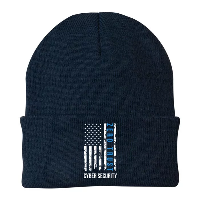 Zero Trust Us Flag Cyber Security Hacking Hacker Developer Funny Gift Knit Cap Winter Beanie