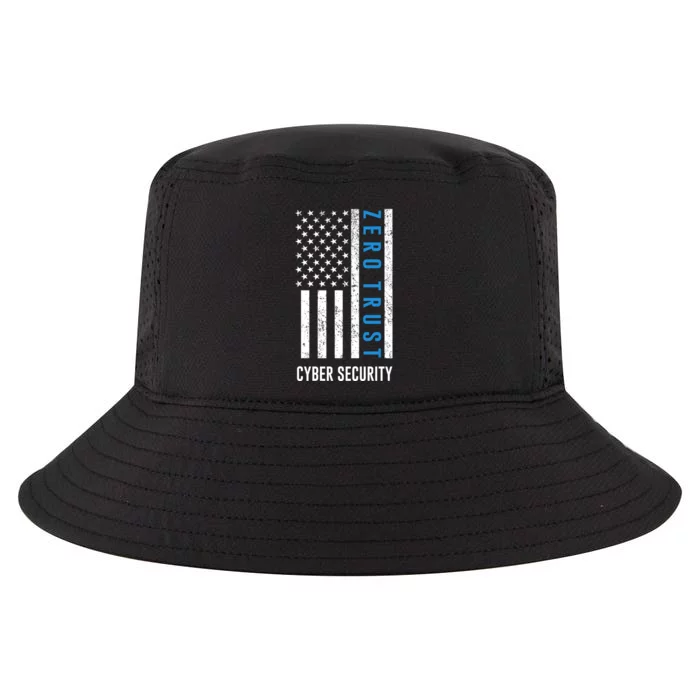 Zero Trust Us Flag Cyber Security Hacking Hacker Developer Funny Gift Cool Comfort Performance Bucket Hat