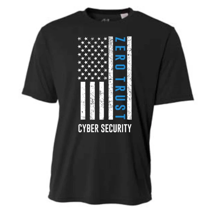 Zero Trust Us Flag Cyber Security Hacking Hacker Developer Funny Gift Cooling Performance Crew T-Shirt