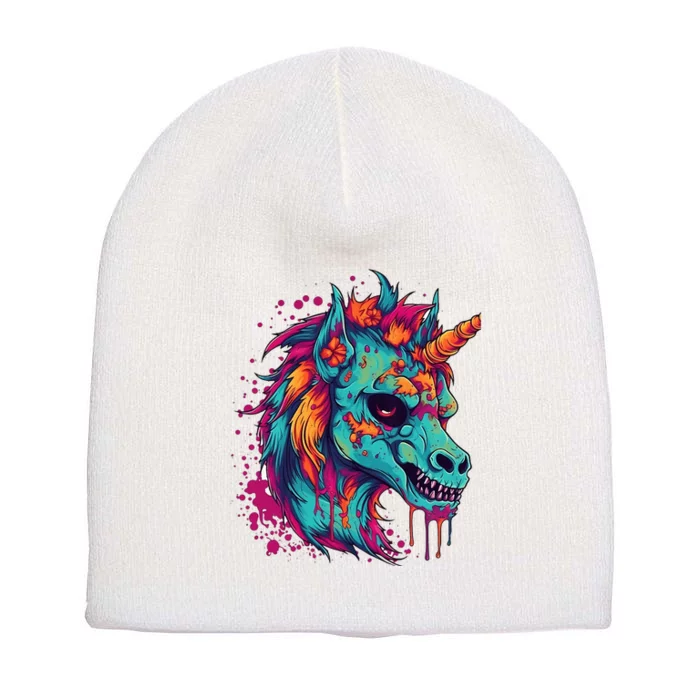 Zombie Unicorn Halloween Costume Scary Magical Short Acrylic Beanie