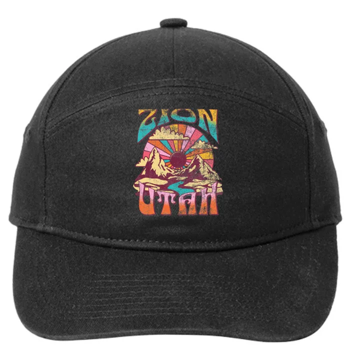 Zion Utah Nature Hiking Mountains Outdoors Vintage 7-Panel Snapback Hat