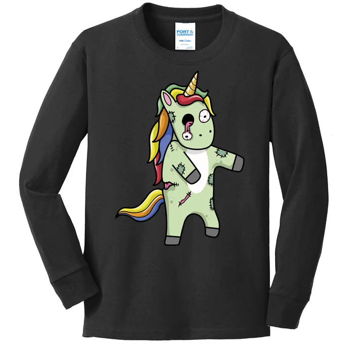 Zombie Unicorn Kids Long Sleeve Shirt