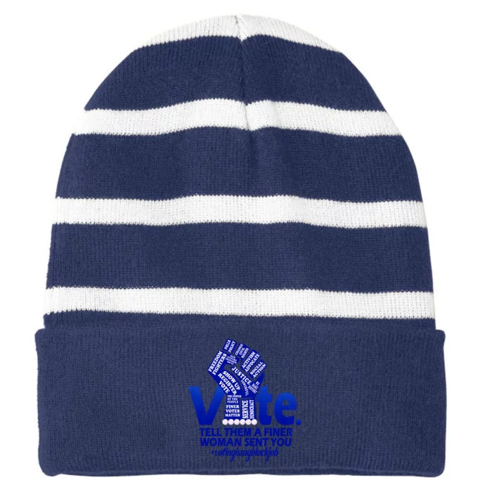 Zeta Voting Finer Woman Sent You Sorority Sorors Zetas Vote Striped Beanie with Solid Band