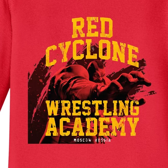 Zangief Wrestling Academy Red Cyclone Design Baby Long Sleeve Bodysuit