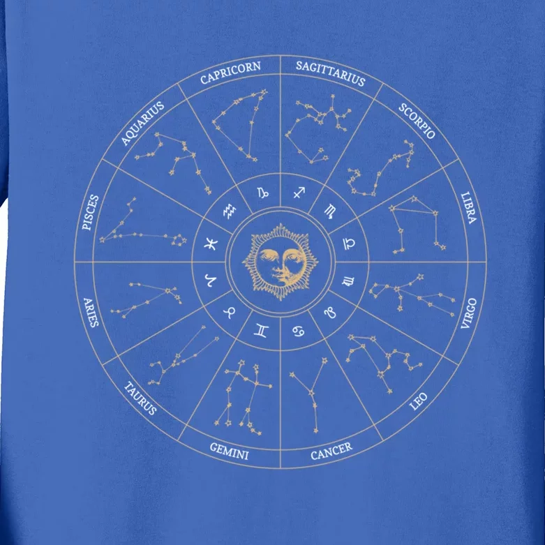 Zodiac Wheel Constellation Astrology Meaningful Gift Kids Long Sleeve Shirt