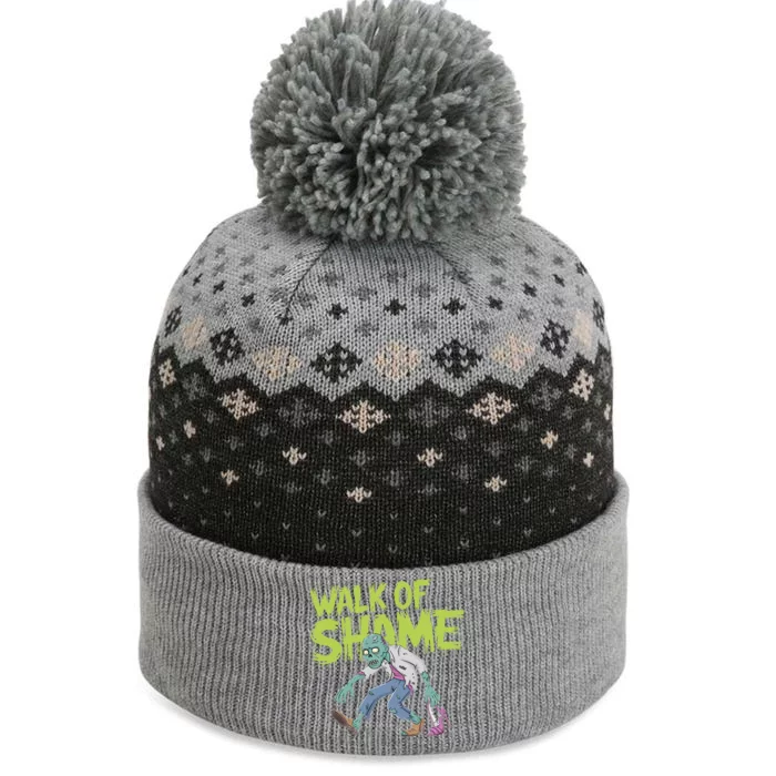 Zombie Walk Of Shame Funny Halloween Zombie Design The Baniff Cuffed Pom Beanie