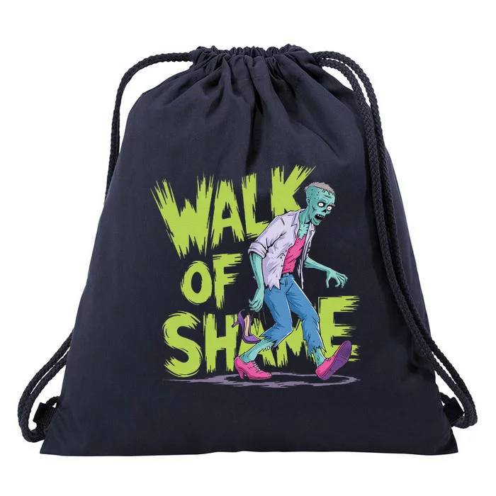 Zombie Walk Of Shame Humorous Halloween Zombie Drawstring Bag